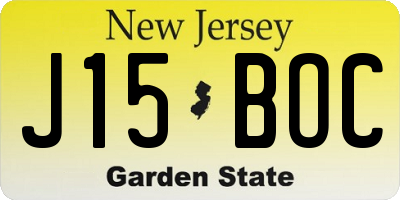 NJ license plate J15BOC