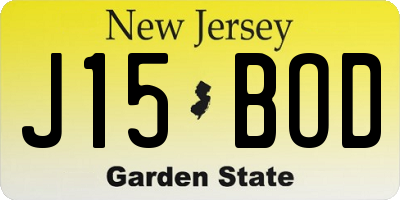 NJ license plate J15BOD