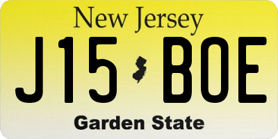 NJ license plate J15BOE