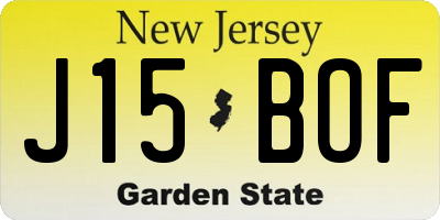 NJ license plate J15BOF