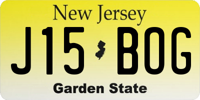 NJ license plate J15BOG