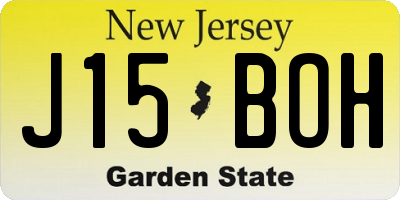 NJ license plate J15BOH