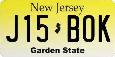NJ license plate J15BOK