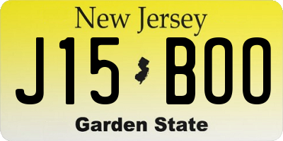 NJ license plate J15BOO