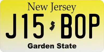 NJ license plate J15BOP