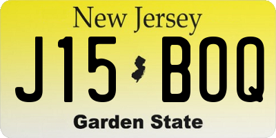 NJ license plate J15BOQ
