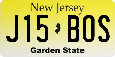 NJ license plate J15BOS