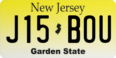 NJ license plate J15BOU