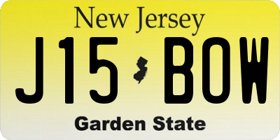 NJ license plate J15BOW