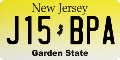 NJ license plate J15BPA