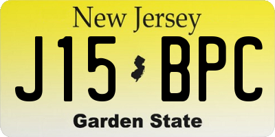NJ license plate J15BPC