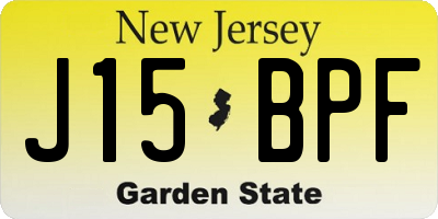 NJ license plate J15BPF