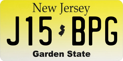 NJ license plate J15BPG