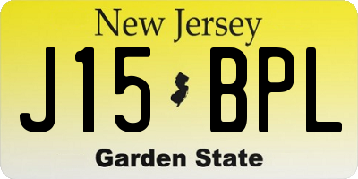NJ license plate J15BPL