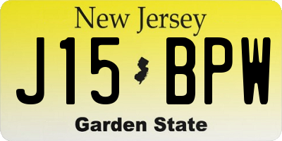 NJ license plate J15BPW