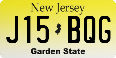 NJ license plate J15BQG