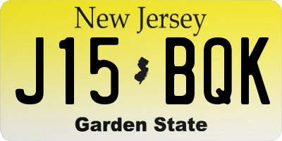 NJ license plate J15BQK