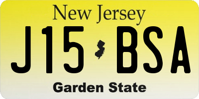 NJ license plate J15BSA