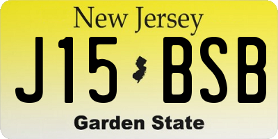 NJ license plate J15BSB