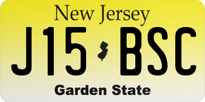 NJ license plate J15BSC