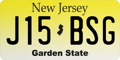 NJ license plate J15BSG