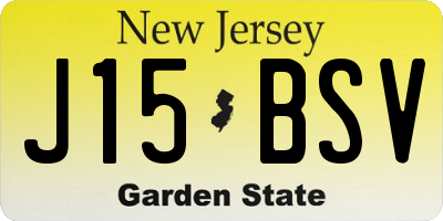NJ license plate J15BSV