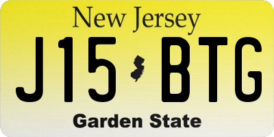 NJ license plate J15BTG