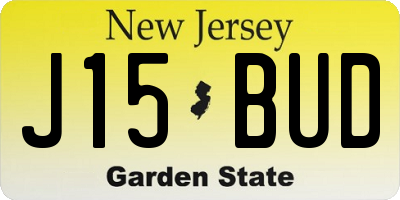 NJ license plate J15BUD