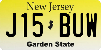 NJ license plate J15BUW