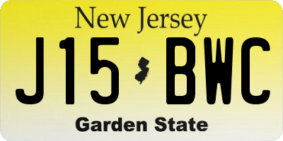 NJ license plate J15BWC