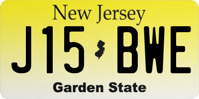 NJ license plate J15BWE