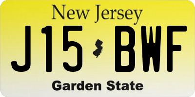 NJ license plate J15BWF