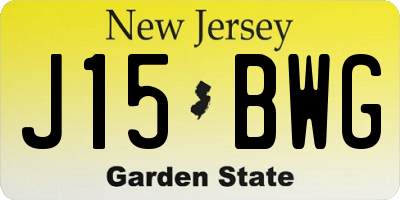 NJ license plate J15BWG