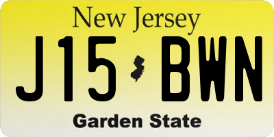NJ license plate J15BWN