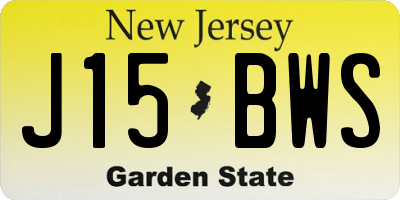 NJ license plate J15BWS