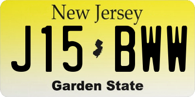 NJ license plate J15BWW