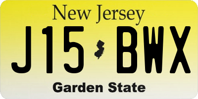 NJ license plate J15BWX