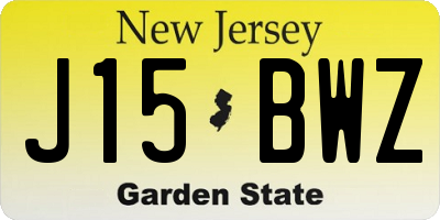 NJ license plate J15BWZ