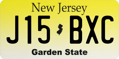 NJ license plate J15BXC