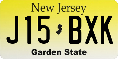 NJ license plate J15BXK