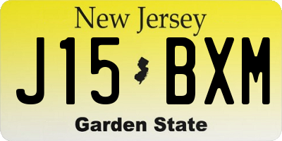 NJ license plate J15BXM