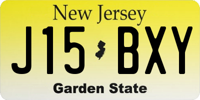 NJ license plate J15BXY