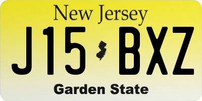 NJ license plate J15BXZ
