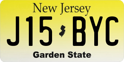 NJ license plate J15BYC