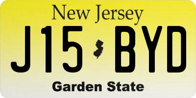 NJ license plate J15BYD