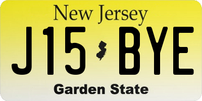 NJ license plate J15BYE