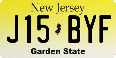 NJ license plate J15BYF