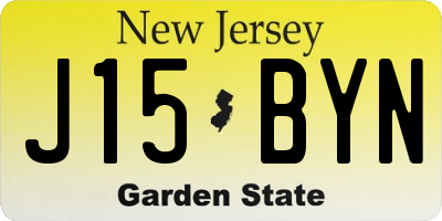 NJ license plate J15BYN