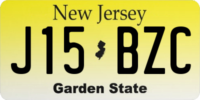 NJ license plate J15BZC