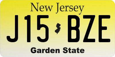 NJ license plate J15BZE